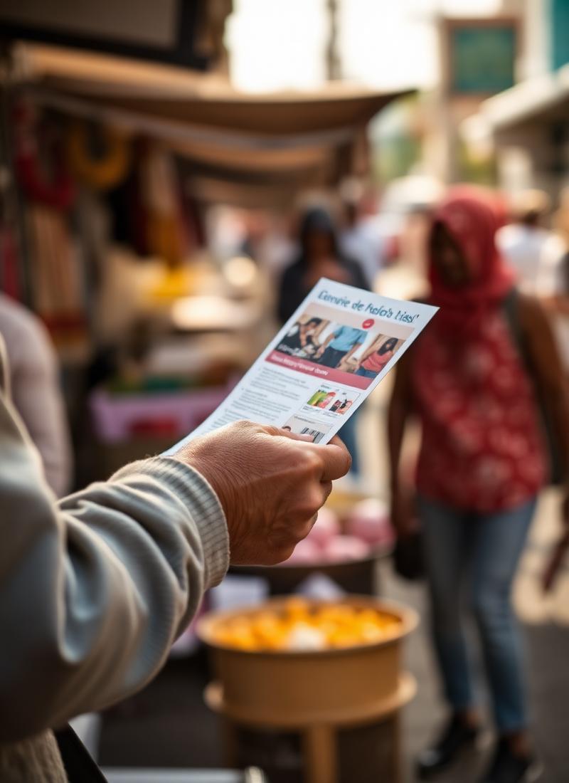 Panfletagem em feira de rua